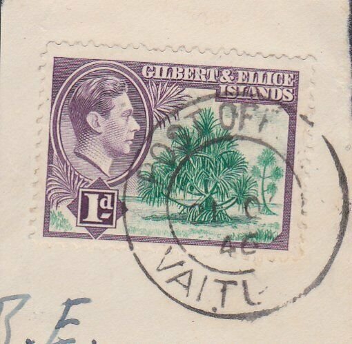 GILBERT & ELLICE IS GVI on 1946 piece POST OFFICE / VAITUPU cds.............N482