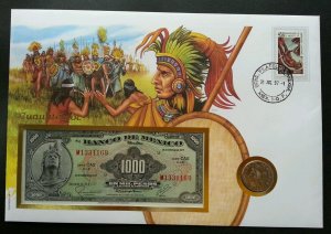 Mexico Emperor 1997 Famous FDC (coin banknote cover) *3 in 1 *rare