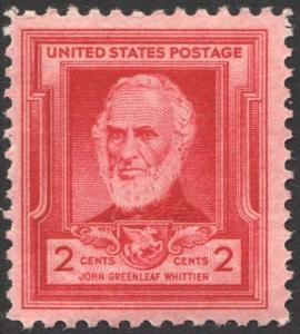 SC#865 2¢ Famous Americans: John Greenleaf Whittier Single (1940) MNH