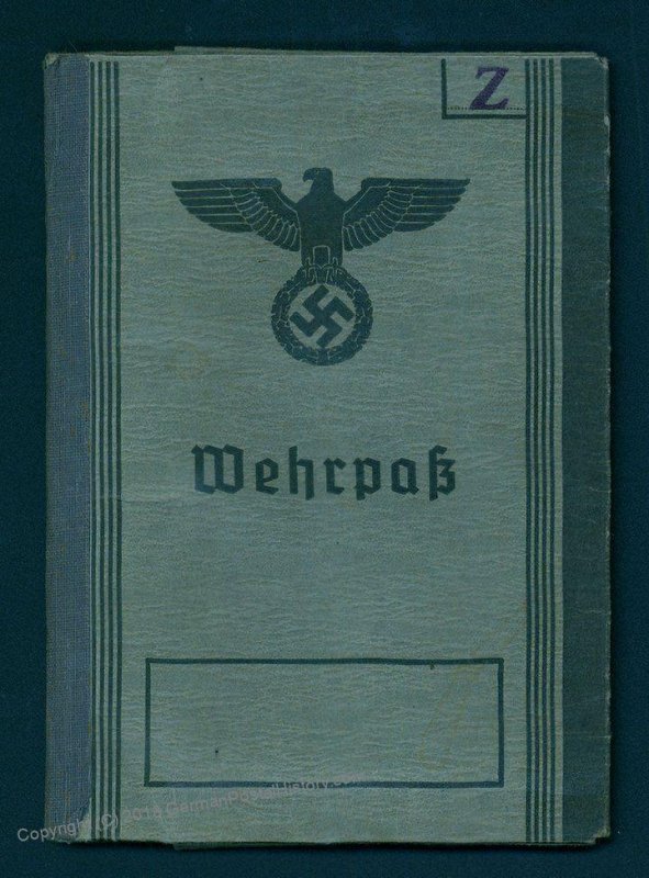 3rd Reich Austria 1945 Germany Volksturm Military ID Service Book Wehrpass 93548