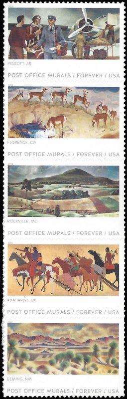 #5372-5376 (55c Forever) Post Office Murals Strip of 5 2019 Mint NH