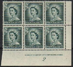 NEW ZEALAND 1953 QE ½d plate 2 block mint..................................79259