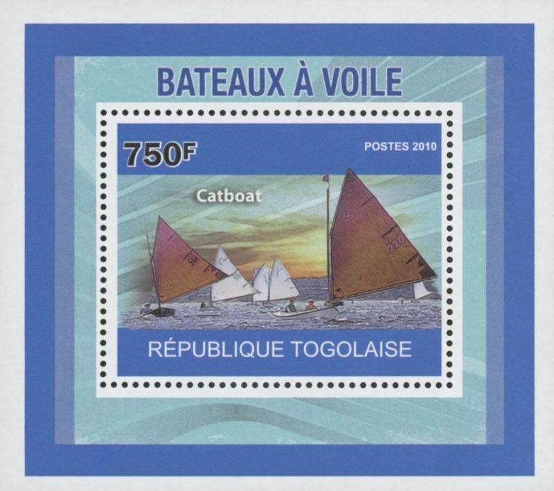 Togo Fishing Boats Catboat 2010 Miniature Souvenir Sheet Mint NH