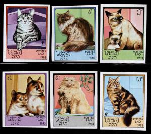 LAOS Scott 493-498 MNH** Imperforate Cat set