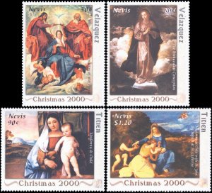 Nevis 2000 Sc 1249-1252 Christmas Paintings Madonna & Child Titian Velazquez