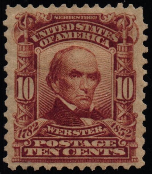 US Scott #307 - VF - 10c Webster - Pale Red Brown - OG HR - 1903