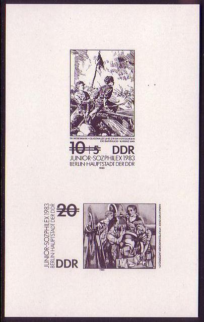 GDR Junior Sozphilex 1983 MS Blackprint imperf SG#E2529-30 MI#2812-2813