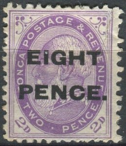 Tonga 1891 SG6 8d on 2d violet King George I #2 MH