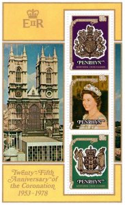 Penrhyn Island MNH S/S 104d Queen Elizabeth II 25th Ann. Of Coronation 1977