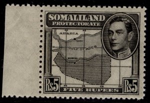 SOMALILAND PROTECTORATE GVI SG104, 5r black, NH MINT. Cat £40.