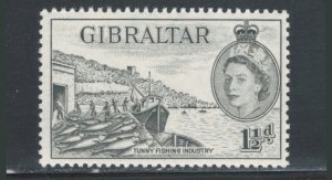 Gibraltar 1953 Queen Elizabeth II & Tunny Fishing Industry 1 1/2p Scott # 134 MH