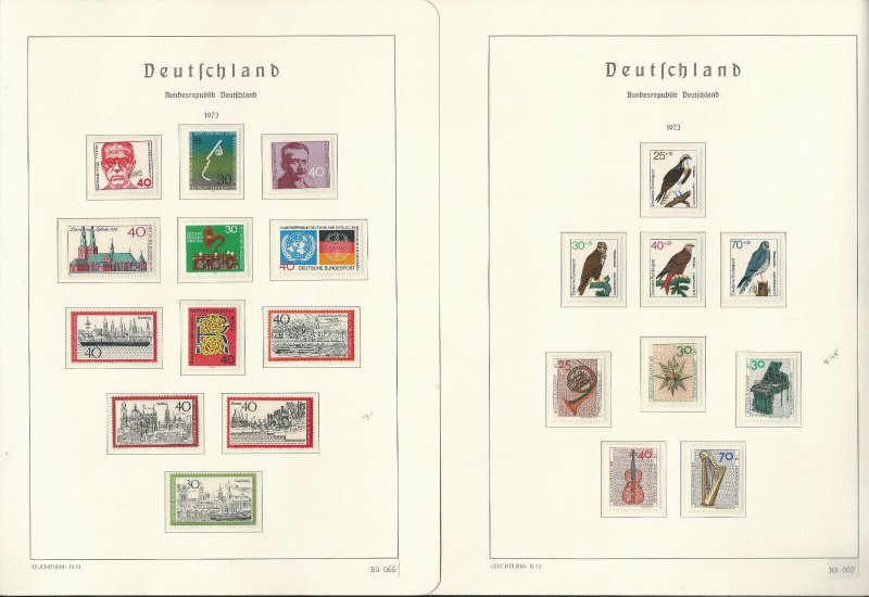 Germany Stamp Collection on 24 Hingless Lighthouse Pages, 1971-1976, JFZ