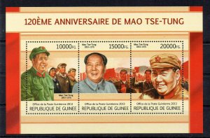 GUINEA - MAO TSE-TUNG - 120th ANNIVERSARY - M/S - 2013 - 3 Stamps -