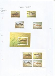 KYRGYZSTAN - 1994 - Fishes - Perf 4v Set, 4v Blk & S/Sheet -Mint Lightly Hinged