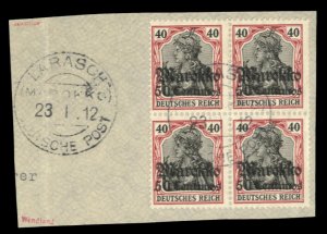 German Colonies, German Offices in Morocco #51 Cat$21, 1911 50c on 40pf, bloc...