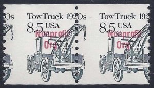 2129a - 8.5c Misperf Error / EFO Pair 1920's Tow Truck Mint NH (Stk9)