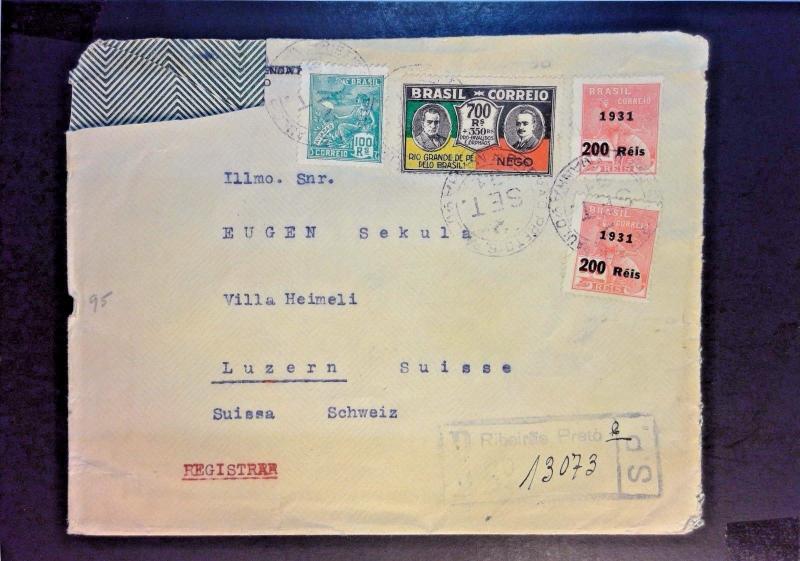 Brazil 1931 Regisered Cover to Swizerland  - Z1090