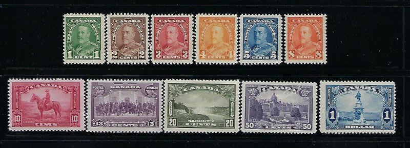 CANADA SCOTT #217-227 1935 GEORGE V SET-  MINT LIGHT HINGED/HINGED