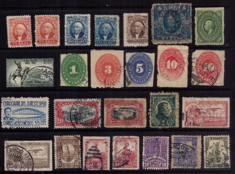 Old Mexico Classic Stamp Lot, Used/MH Lot of Twenty Five F-VF