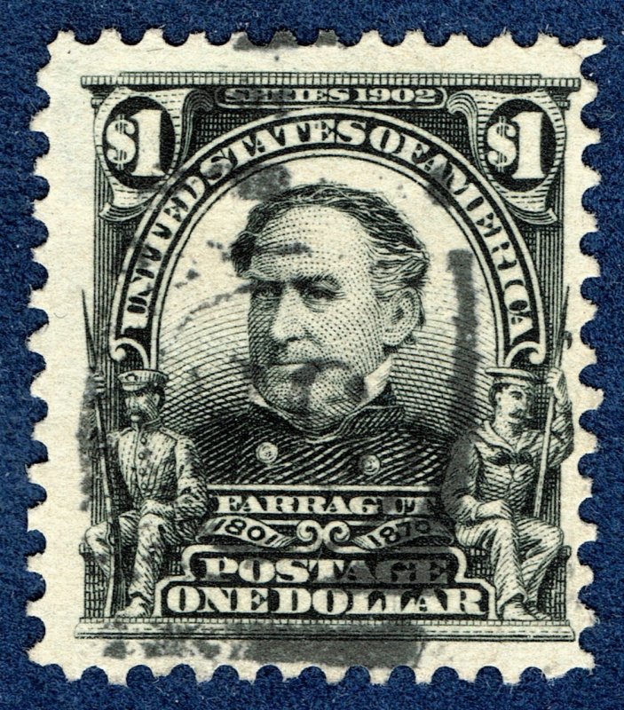 [0802] 1903 Scott#311 used $1 black Farragut cv:$90