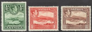 Antigua Sc# 84-86 SG# 95/97 MH 1938-1951 KGVI Definitives/Views