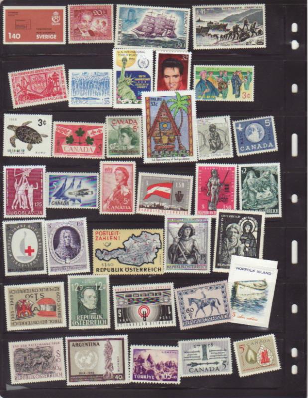 Lot of all different Worldwide Pesky Singles MNH