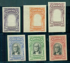 LIBERIA #F13v, 10¢ Monrovia, Trial Color Proofs of frame & final, 3 diff colors