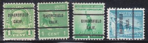 Precancels - Bakersfield, CA - 4 Different Bureau Issues