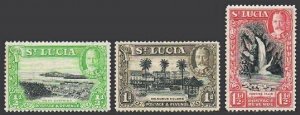 St Lucia 95-97, hinged. King George V, 1936. Port Castries, Columbus Square.