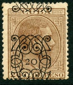 1883 Scott # 117 MOG 20 cent King Alfonso XII Type D Surcharge
