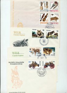 POLAND 1985 Trains Birds Wolves Covers FDC(34 Items)NT8574