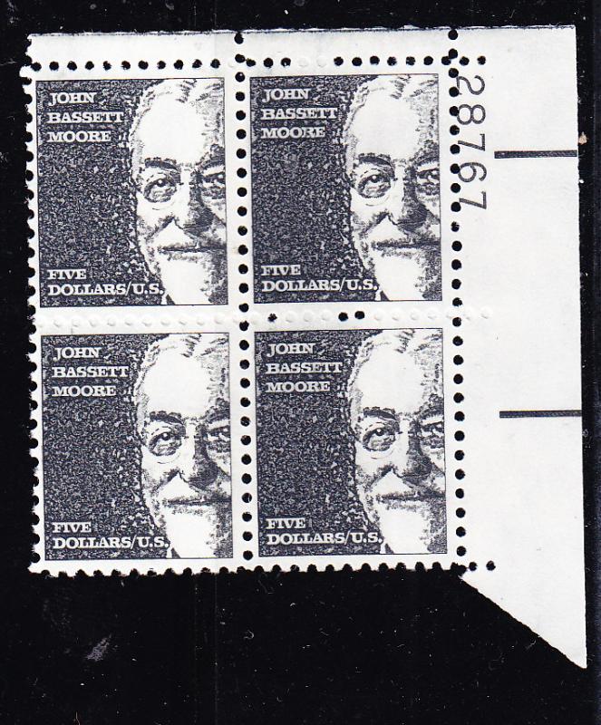 U.S.1965 $5 John B.Moore 2 Blocks of Four  Rotary Press + Tagged  VF/NH