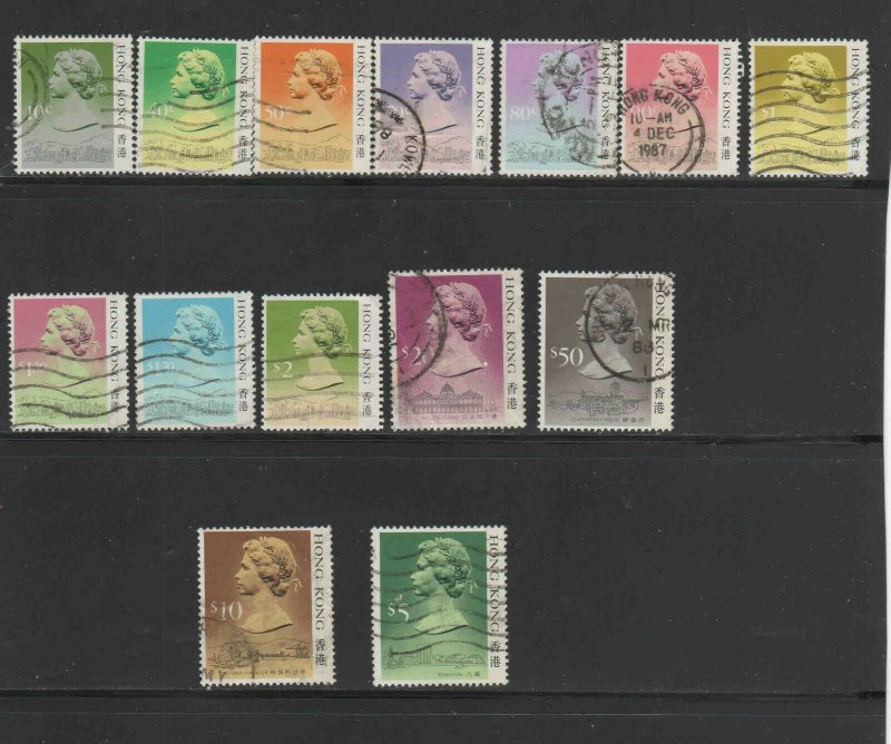 HONG KONG #490-504  1987  QEII    USED F-VF