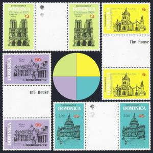 Dominica 654-657 gutter,MNH.Michel 651-654. Cathedrals 1979.Assumption,St Paul's