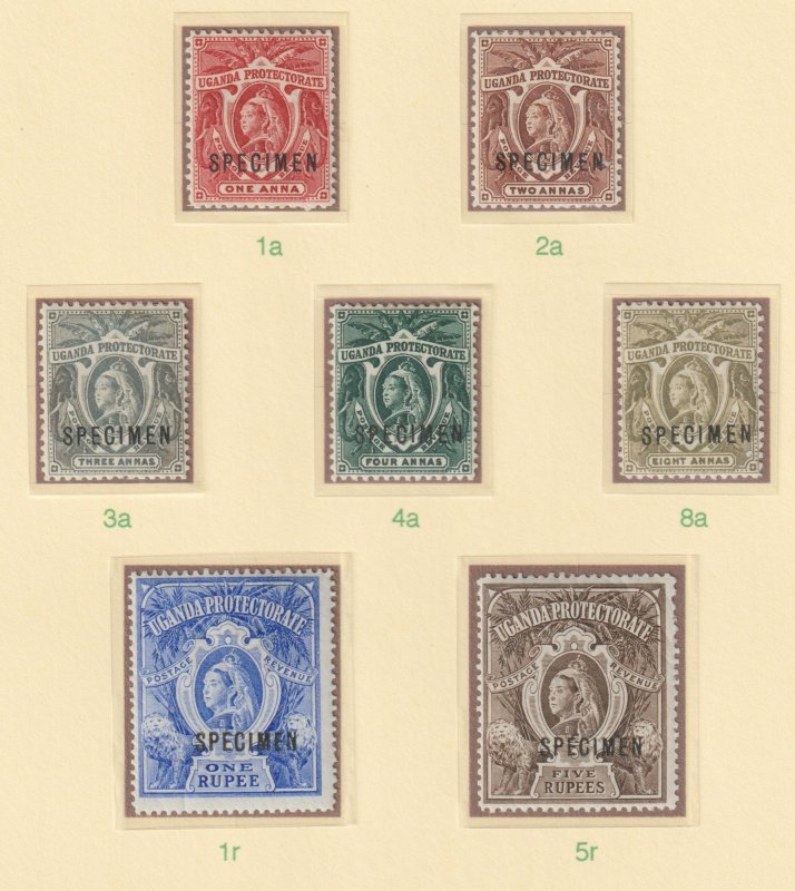 UGANDA 1898 QV  SPECIMEN set of 7