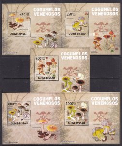 Guinea Bissau 2009 Mushrooms 5 S/Sheets Deluxe Edition MNH