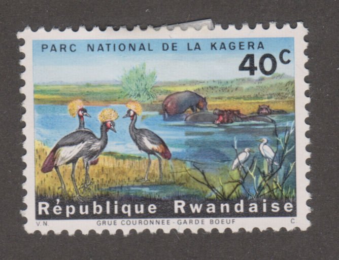 Rwanda 102 Crowned cranes, hippopotami & cattle egrets 1965