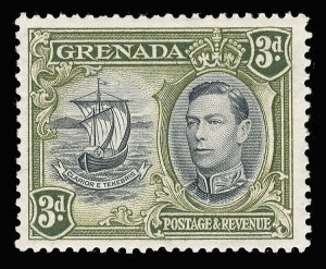 Grenada 1941 KGVI 3d with EXTRA WINDOW & BROKEN HANDRAIL variety MNH. SG 158ad.