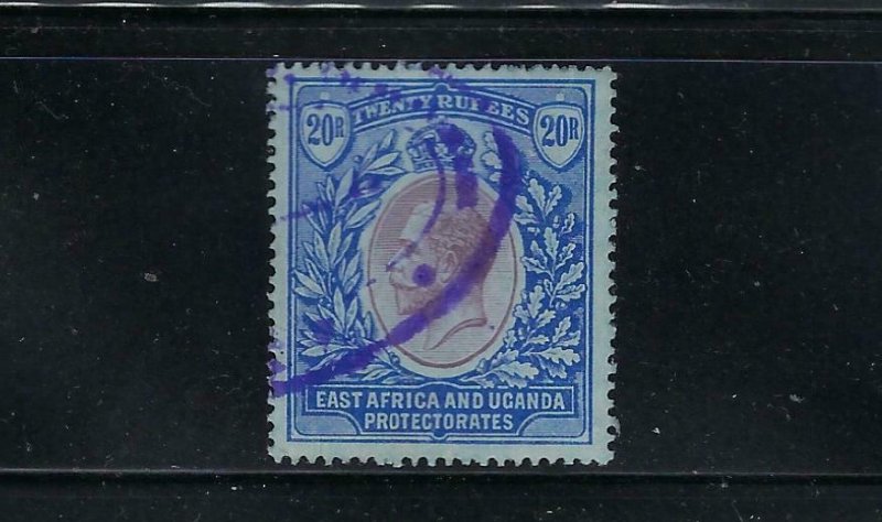 EAST AFRICA UGANDA SCOTT #56 1912-18 GEORGE V  20 RUPEES - WMK 3- REVENUE CANCEL