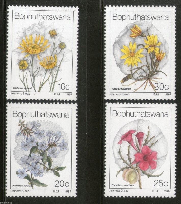 Bophuthatswana 1987 Wild Flower Trees Plants Flora Sc 192-95 MNH # 4287