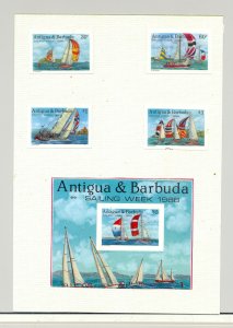 Antigua #1112-1116 Sailboats 4v & 1v S/S Chromalin Proofs Mounted on Card