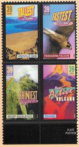 US #4033-4072  bottom edge block of 4.  Wonders of America.  Nice.