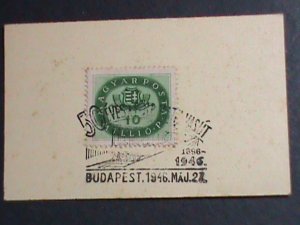 ​HUNGARY-1946- 76 YEARS OLD- STAMP PROOF CARD WITH STAMP-VF-HARD TO FIND