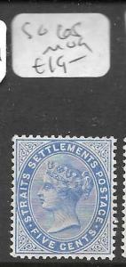 MALAYA STRAITS SETTLEMENTS (P1211B) QV 5C  SG65  MOG