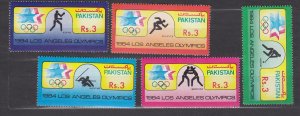 J39984, JL Stamps 1984 pakistan set mnh #626-30 sports
