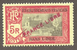 French India Scott 134 MNHOG - 1941 5r France Libre Overprint - SCV $10.50
