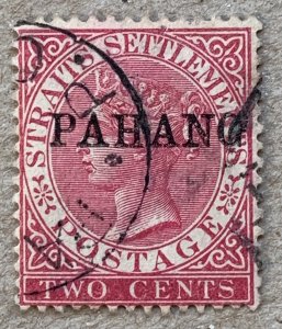 Pahang 1890 2c nicely used with PAHANG PO cds. Scott 6, CV $16.00. SG 6