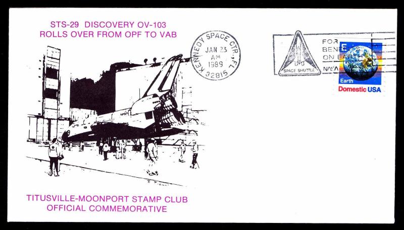 1989 STS-29 DISCOVERY OV-103 ROLLS OVER FROM OPF TO VAB - U.S. #2279 (ESP#3047)