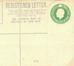 IRELAND EIRE Early GB *5d Emerald* Registered Stationery Size F Unused 1922 E161