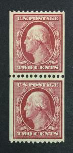 US #349 COIL PAIR MINT OG NH $600 LOT #8589